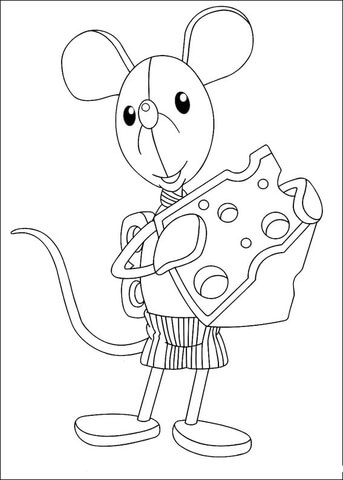 A Mouse Eats A Cheese  Coloring Page